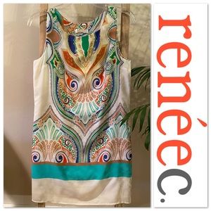 Renee C. Multicolored Scoop Neck Sleeveless Dress